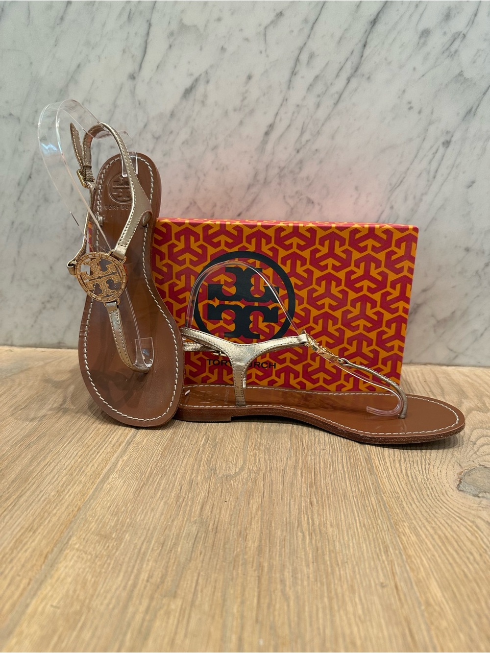 Tory Burch Violet Thong Metallic Sandals